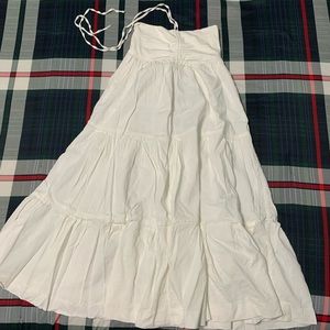 Theory Melcia Halter Tiered Linen Dress White